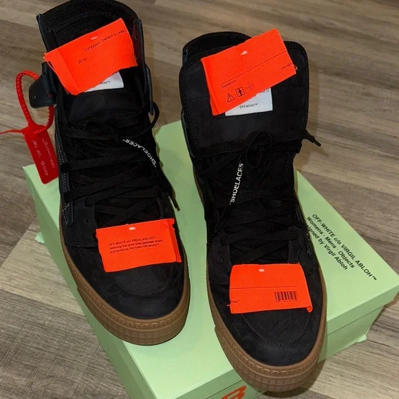 Off-White Black High-Tops with Orange Tags - Picture 2 of 6
